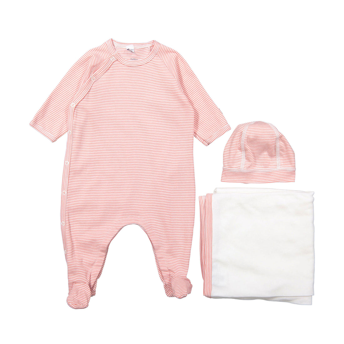 Petit Bateau Baby Girl Gift Set Footie Hat And Blanket