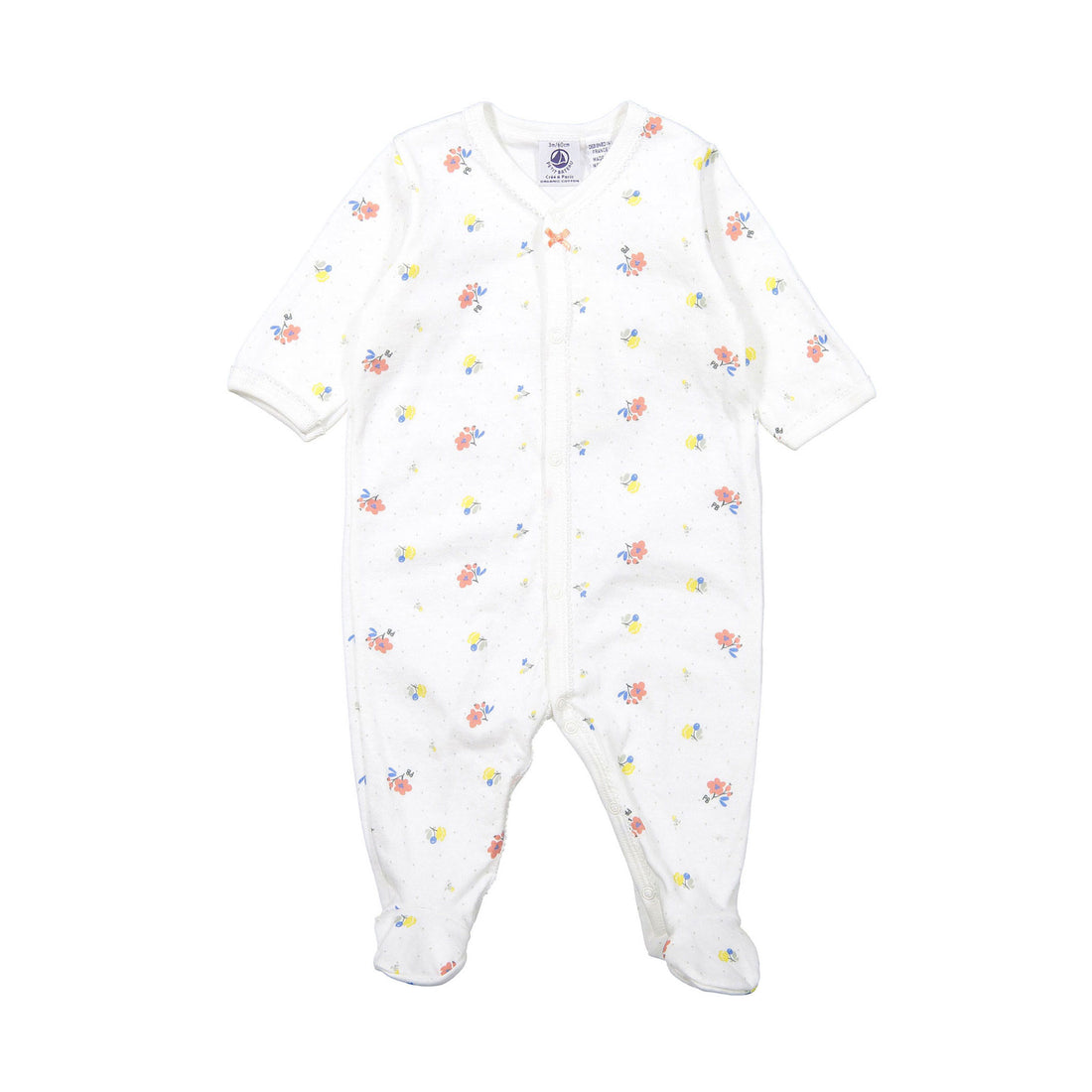 Petit Bateau Front Snap Floral Footie