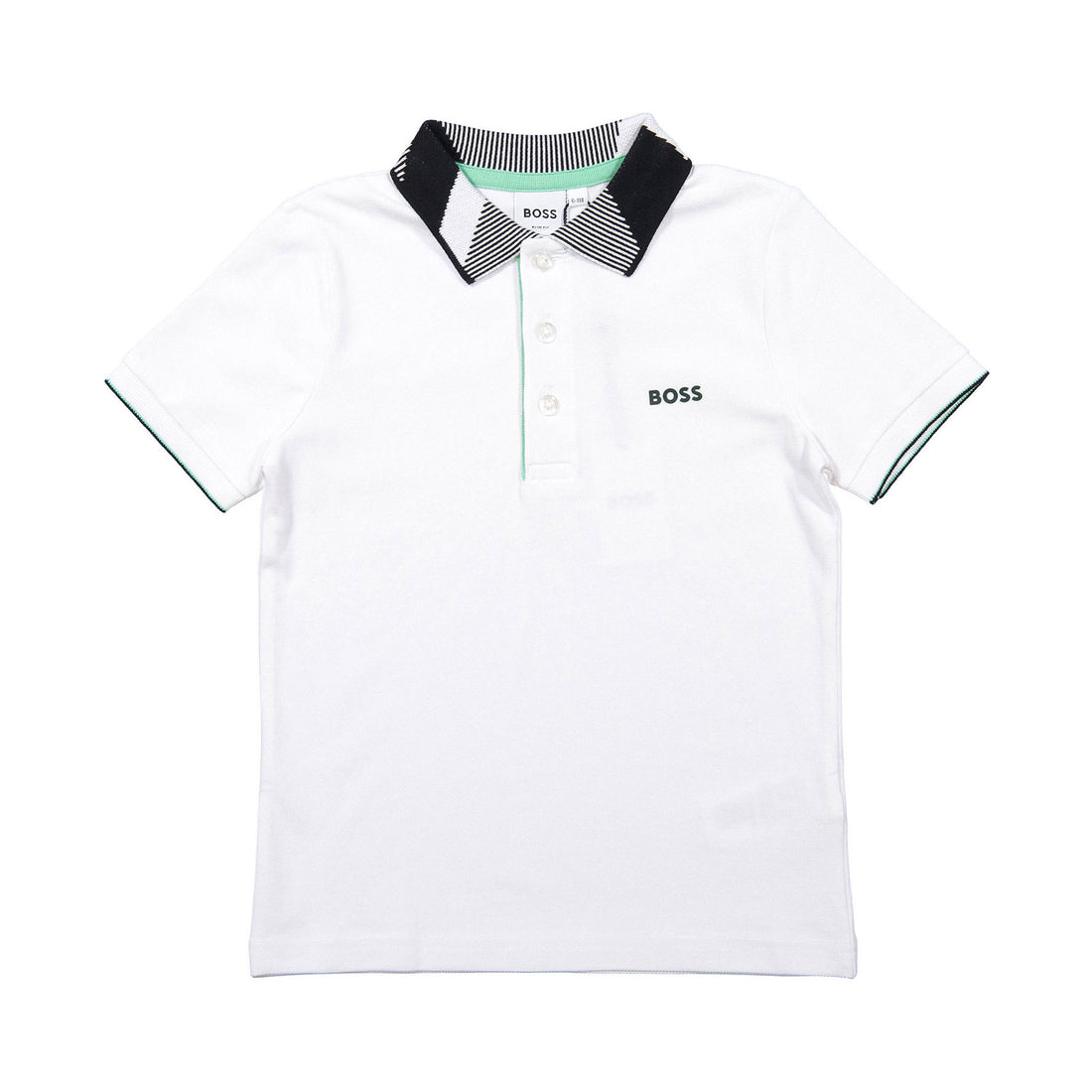 Hugo Boss White Jacquard Collar Polo