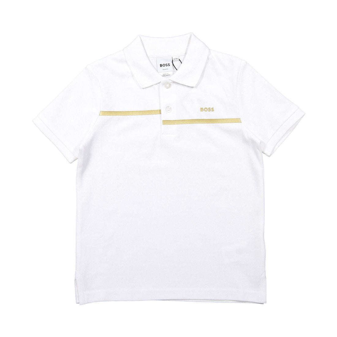 Hugo Boss White Single Line Printed Polo