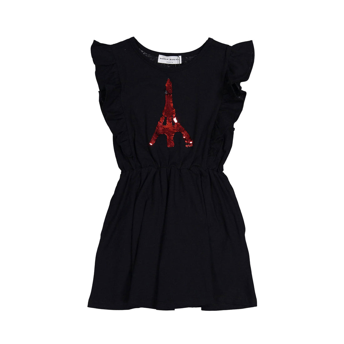 Sonia Rykiel Black Marine Ruffled Sleeved Dress