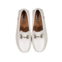 Papanatas White Leather Chain Loafers