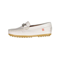 Papanatas White Leather Chain Loafers