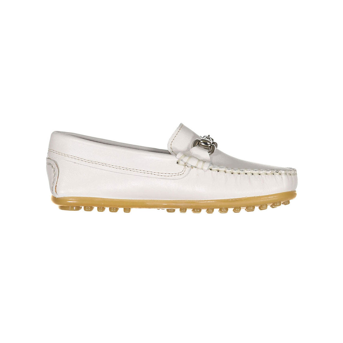 Papanatas White Leather Chain Loafers