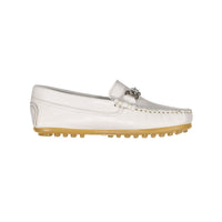 Papanatas White Leather Chain Loafers