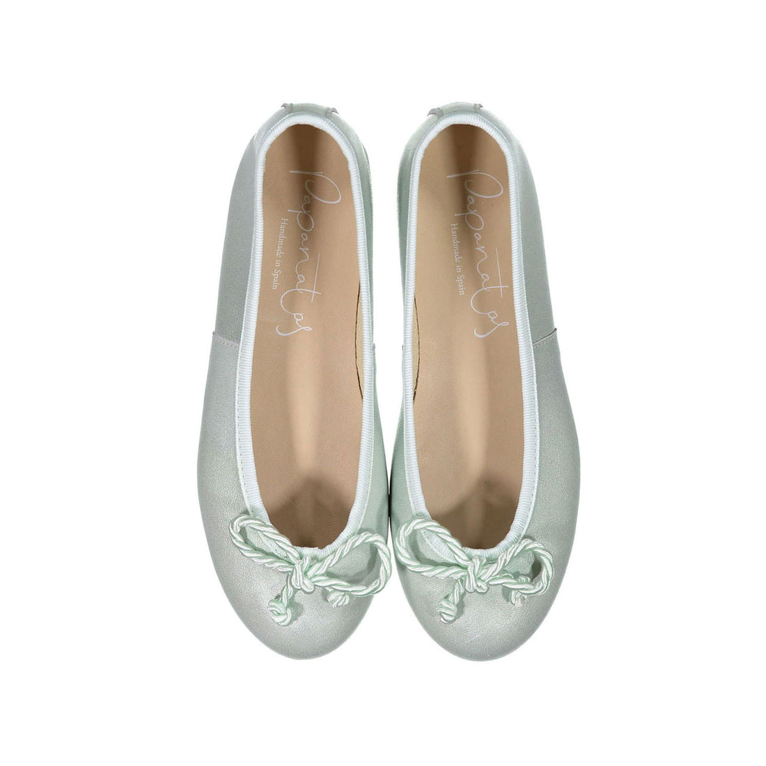 Papanatas Mint Green Soft Leather Ballet Flats