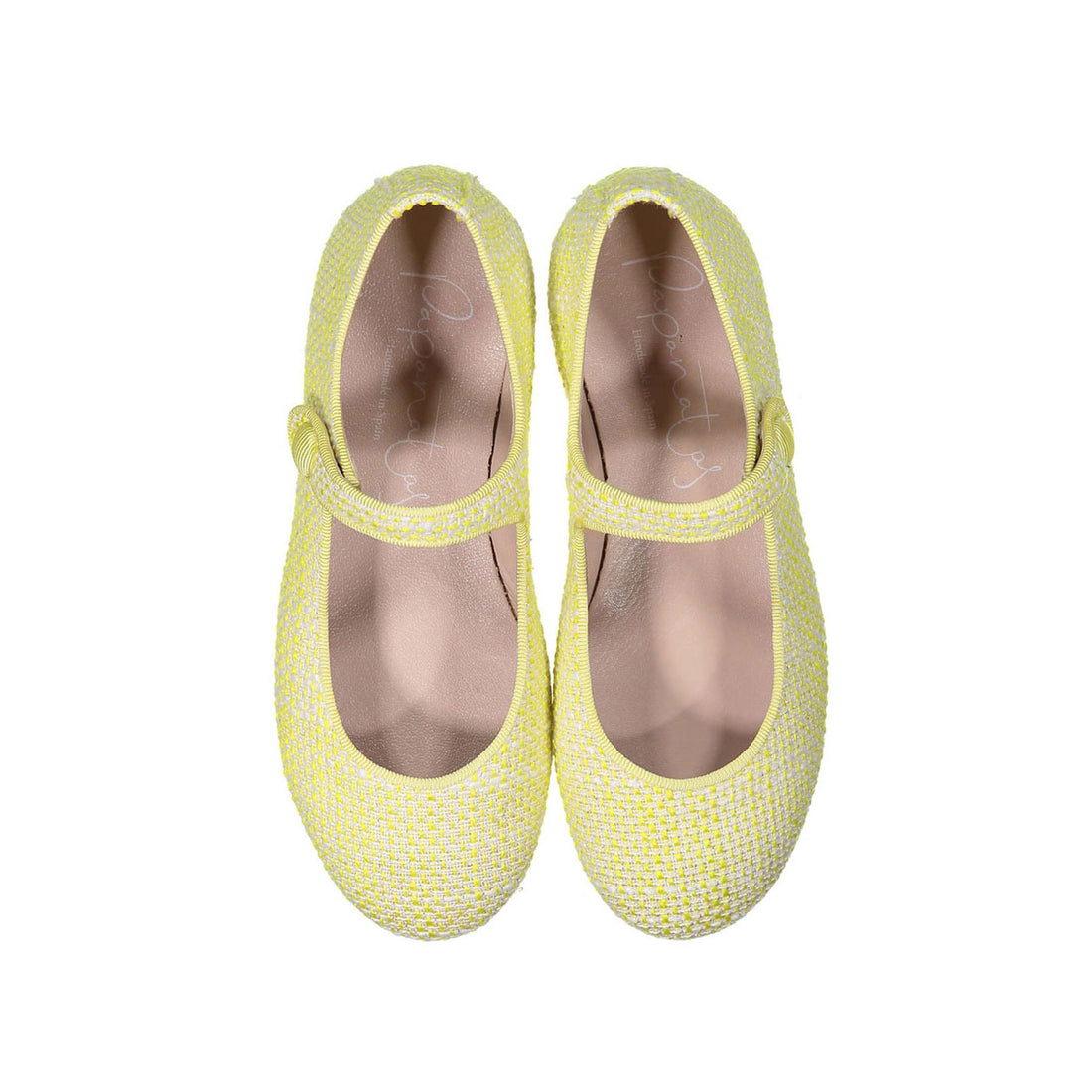 Papanatas Yellow Tweed Mary Janes
