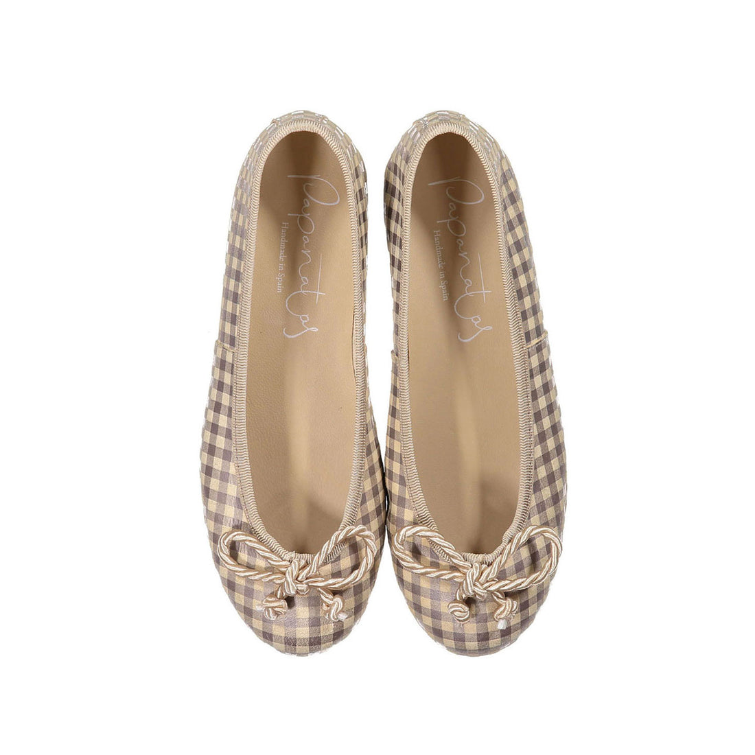 Papanatas Beige Gingham Ballet Flats