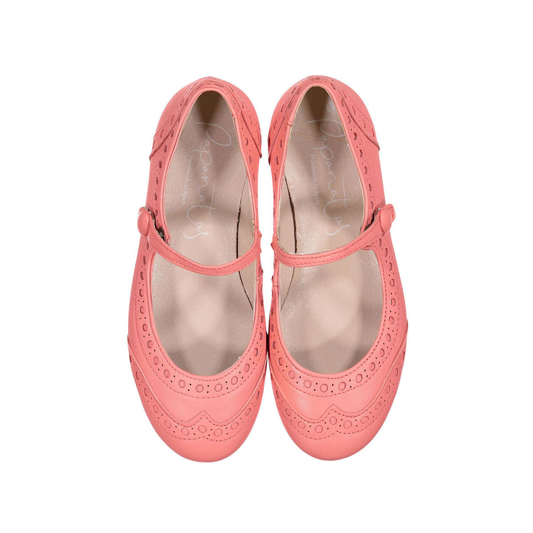 Papanatas Salmon Leather Wingtip Mary Janes