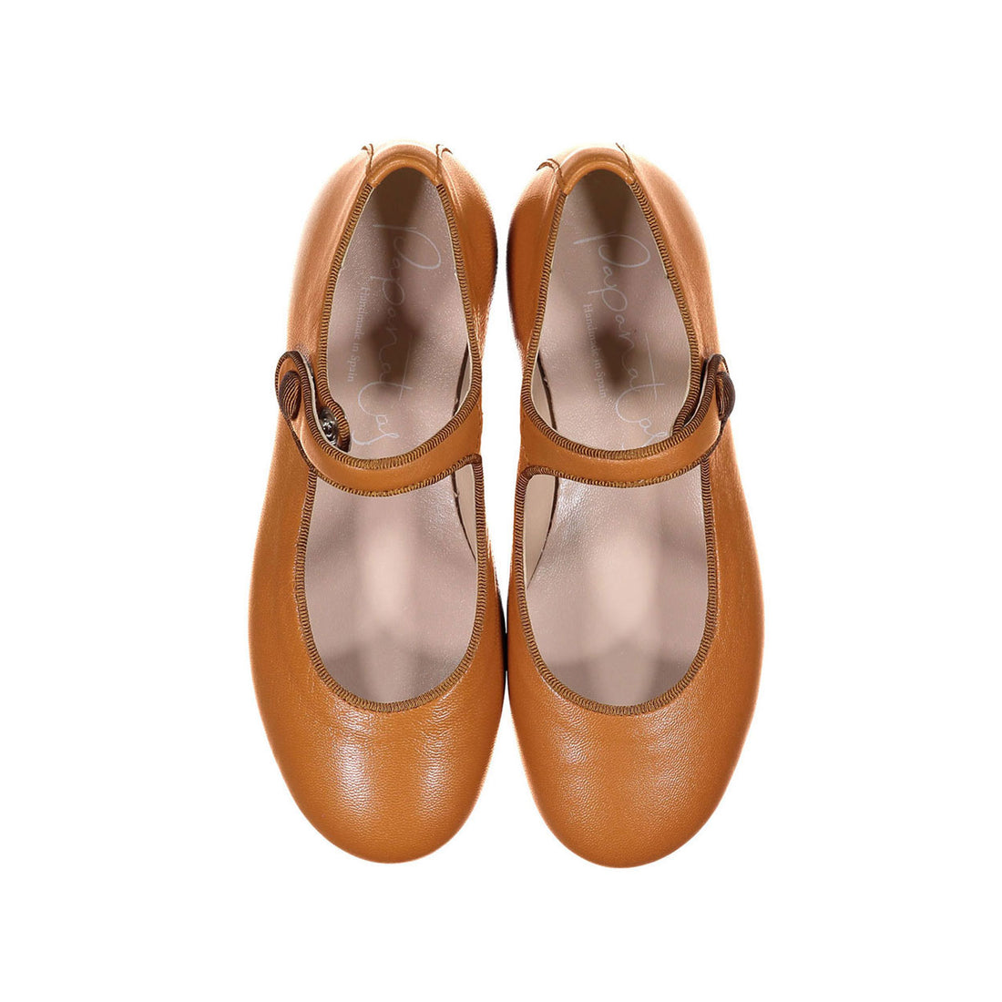 Papanatas Camel Leather Mary Janes