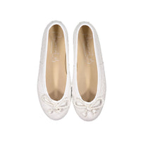 Papanatas White Textured Ballet Flats