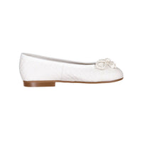 Papanatas White Textured Ballet Flats