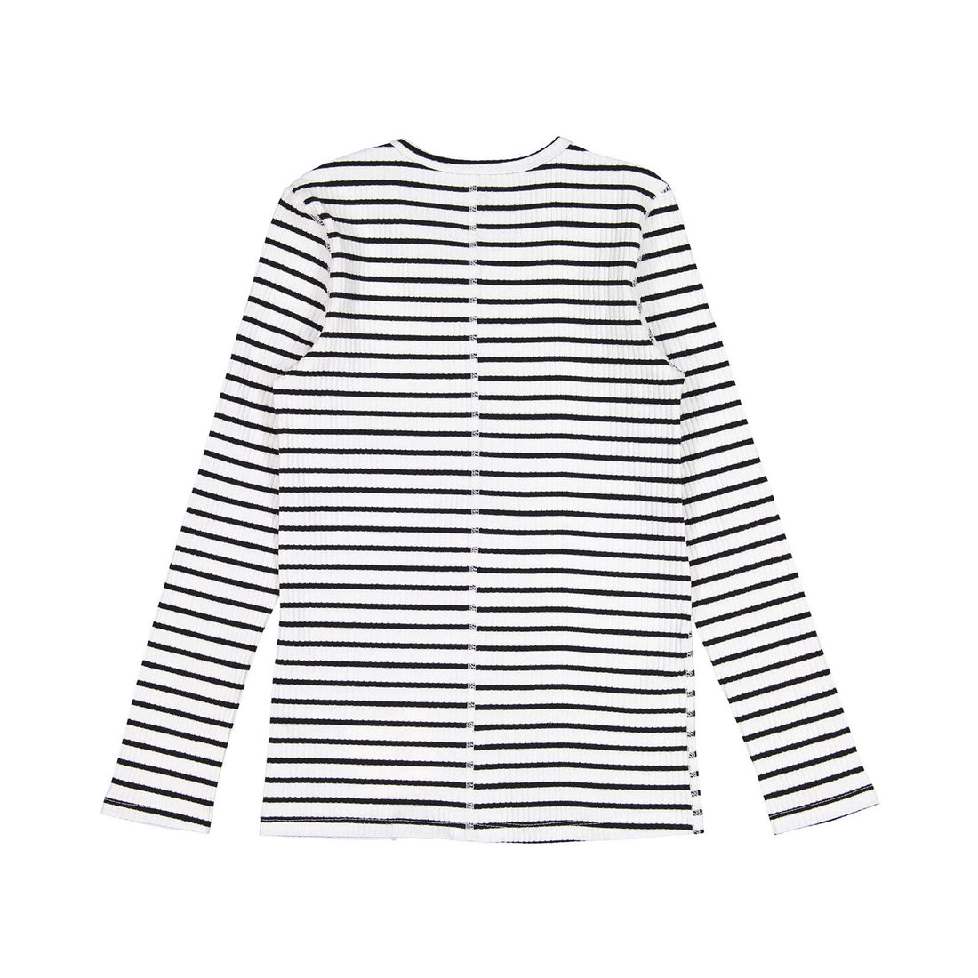 FYI White/Black Striped Henley Tee