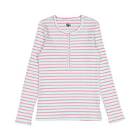 FYI Mint/pink Striped Henley Tee