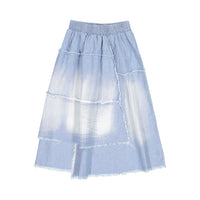 FYI Washed Out Denim Deconstructed Short Skirt