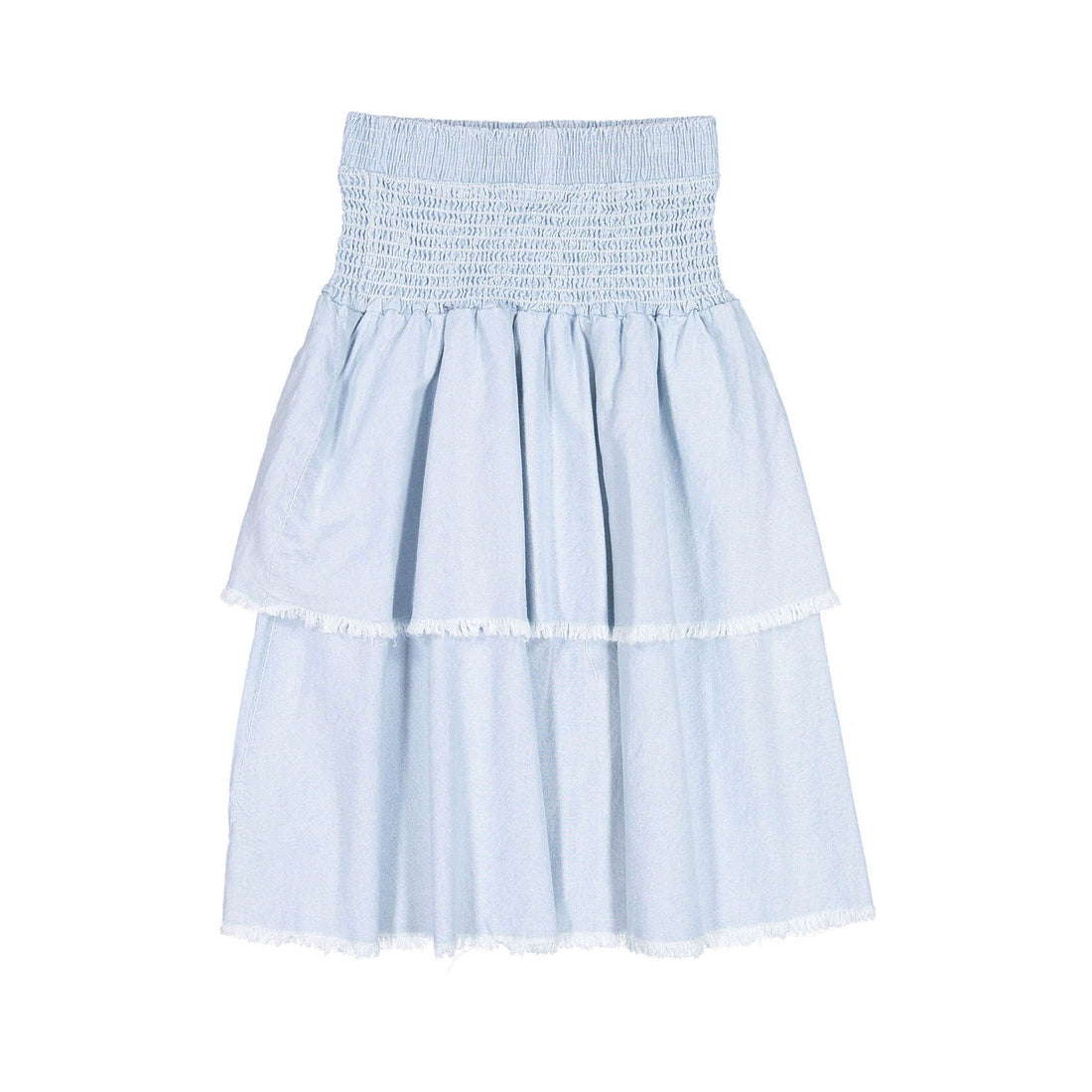 FYI Light Denim Smocked Skirt