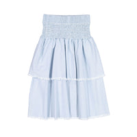 FYI Light Denim Smocked Skirt