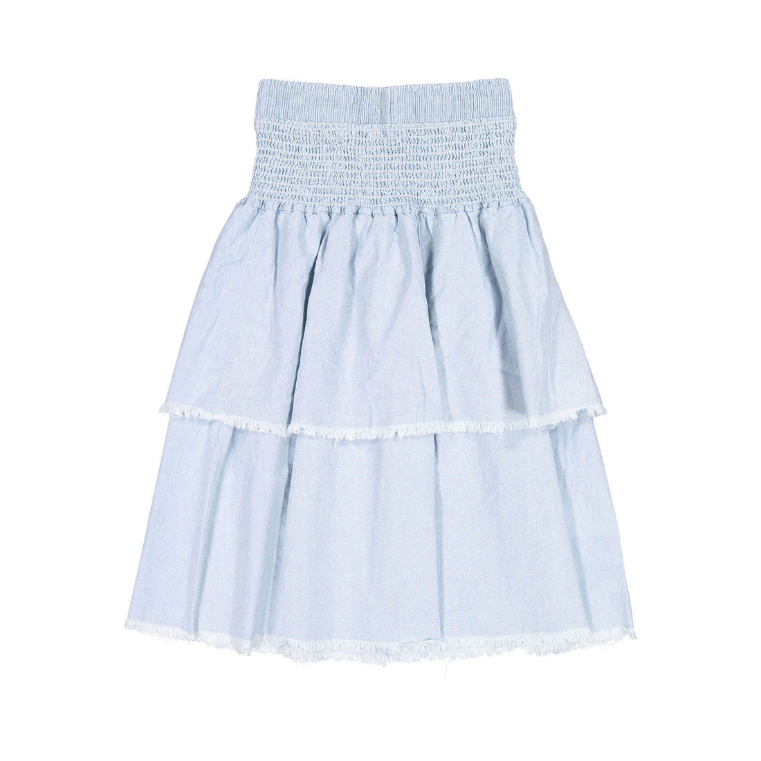 FYI Light Denim Smocked Skirt