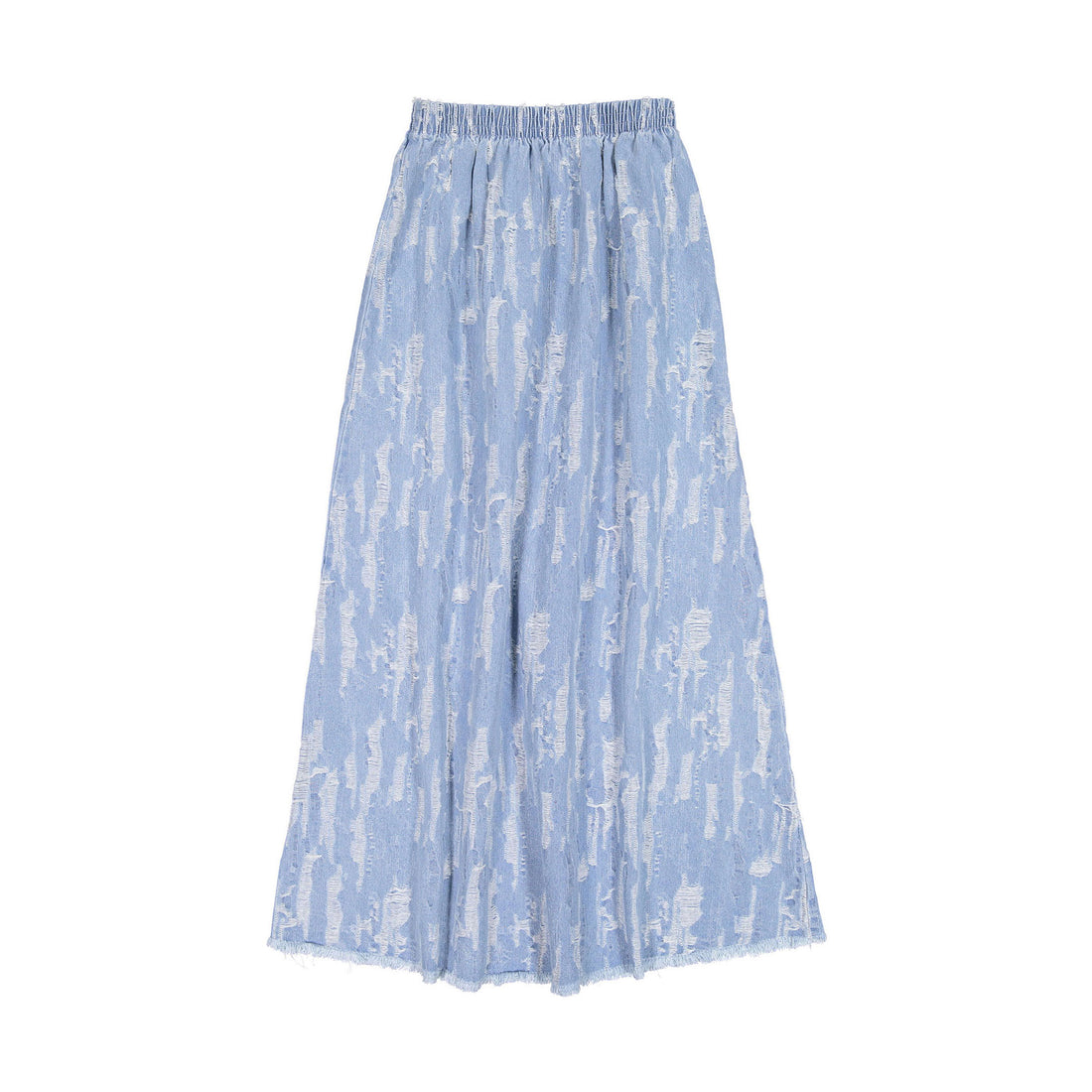 FYI Light Denim Distressed Long Skirt