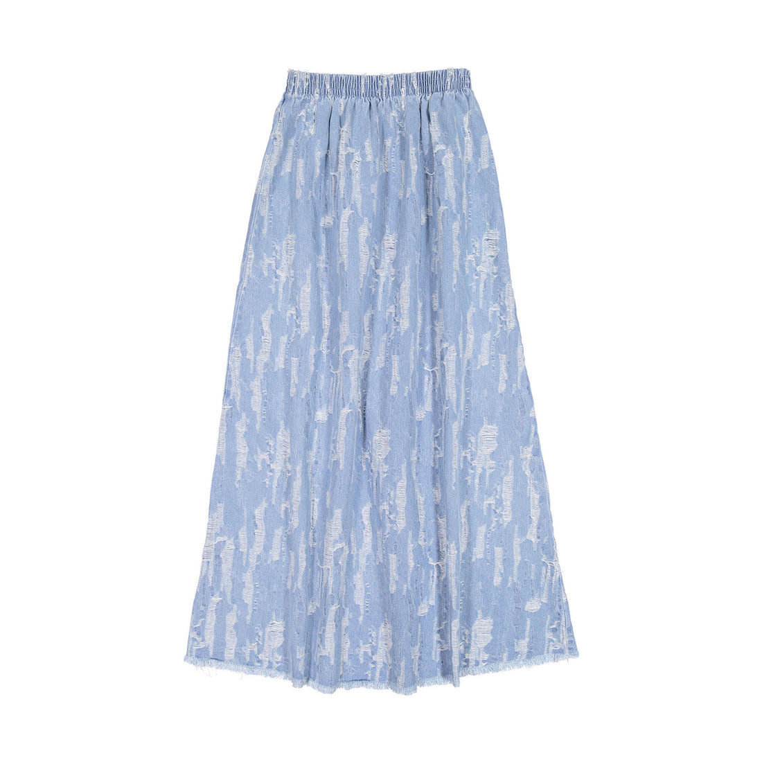 FYI Light Denim Distressed Long Skirt