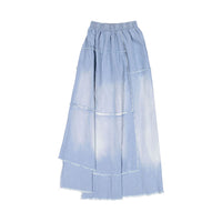 FYI Washed Out Denim Deconstructed  Long Skirt