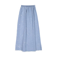 FYI Lighht Denim Splattered Long Skirt
