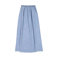 FYI Lighht Denim Splattered Long Skirt