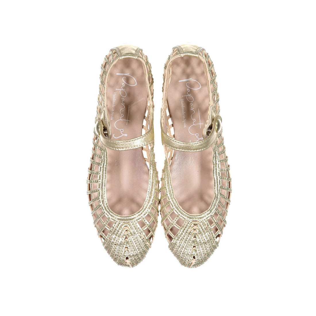 Papanatas Sahara Gold Metalic Openwork Mary Janes