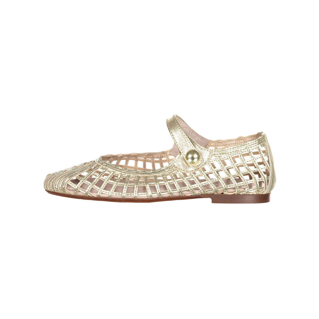 Papanatas Sahara Gold Metalic Openwork Mary Janes