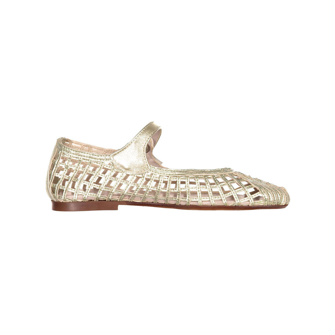 Papanatas Sahara Gold Metalic Openwork Mary Janes
