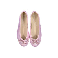 Papanatas Deep Rose Pearled Leather Ballet Flats