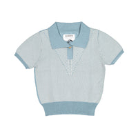Aymara Petrol Thin Stripe Knit Benita Polo