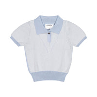 Aymara Sky Thin Stripe Knit Benita Polo