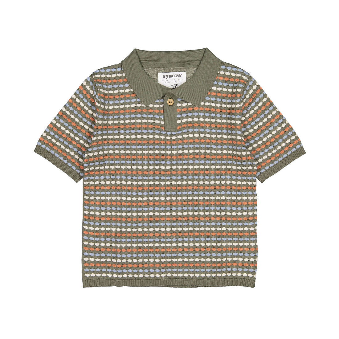 Aymara Olive Woven Lucas Knit Polo