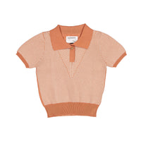 Aymara Copper Thin Stripe Knit Benita Polo