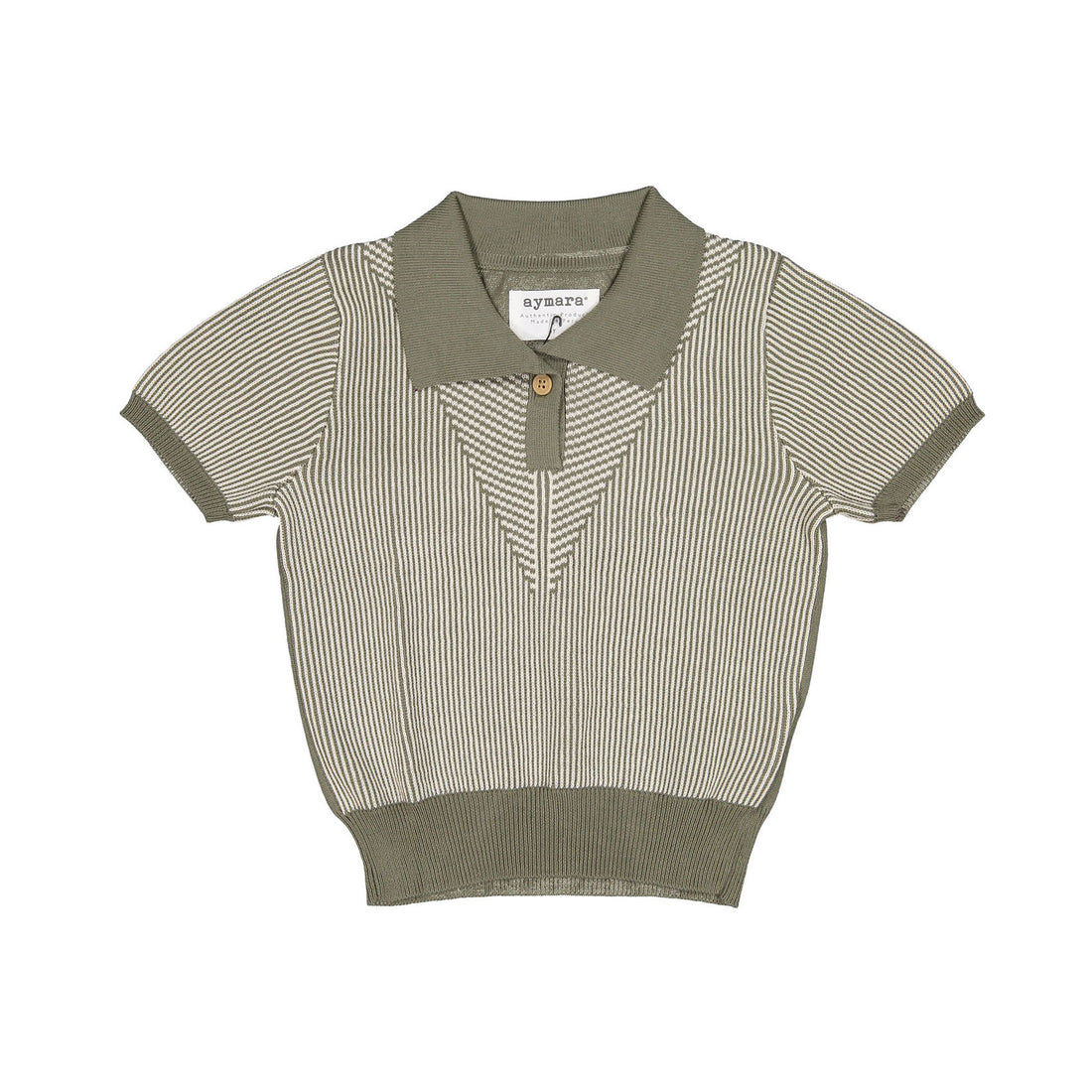 Aymara Olive Thin Stripe Knit Benita Polo