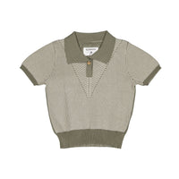 Aymara Olive Thin Stripe Knit Benita Polo