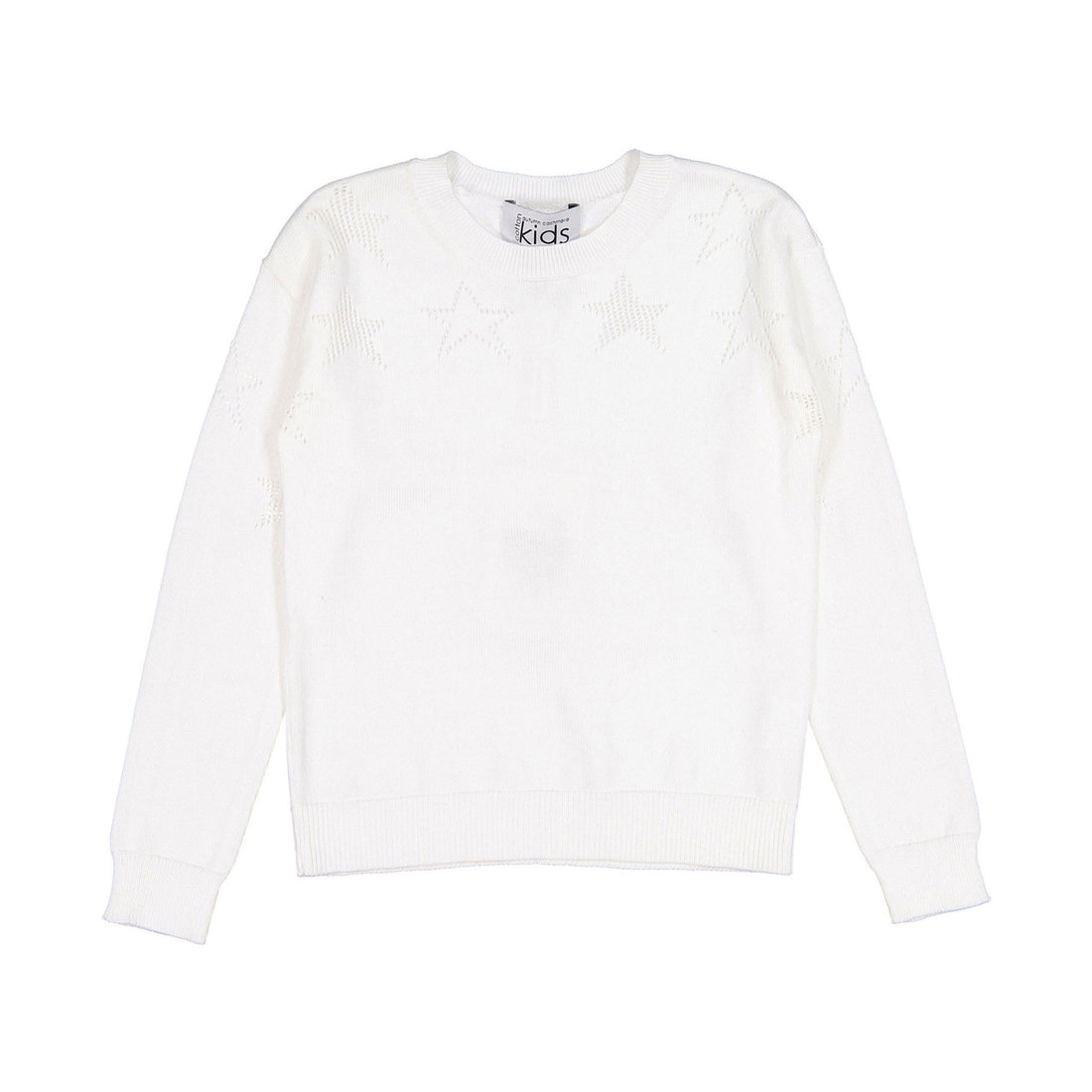 Autumn Cashmere Bleach White Pointelle Star Drop Shoulder Crew