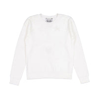 Autumn Cashmere Bleach White Pointelle Star Drop Shoulder Crew
