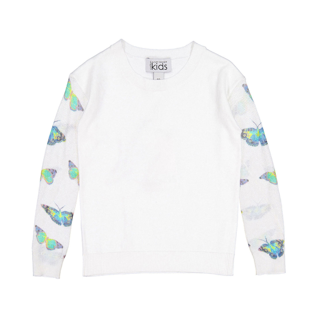 Autumn Cashmere Bleach White Sheer Butterfly Sleeve Crew