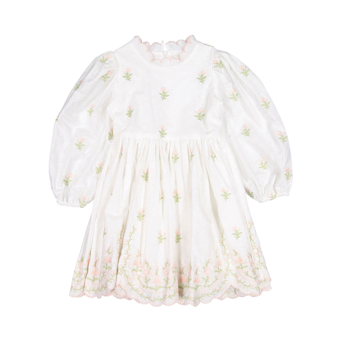 Petite Amalie Pink Rose Linen Long Sleeve Dress