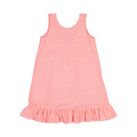 IMPERIAL Neon Pink Striped Ruffle Hem Dress