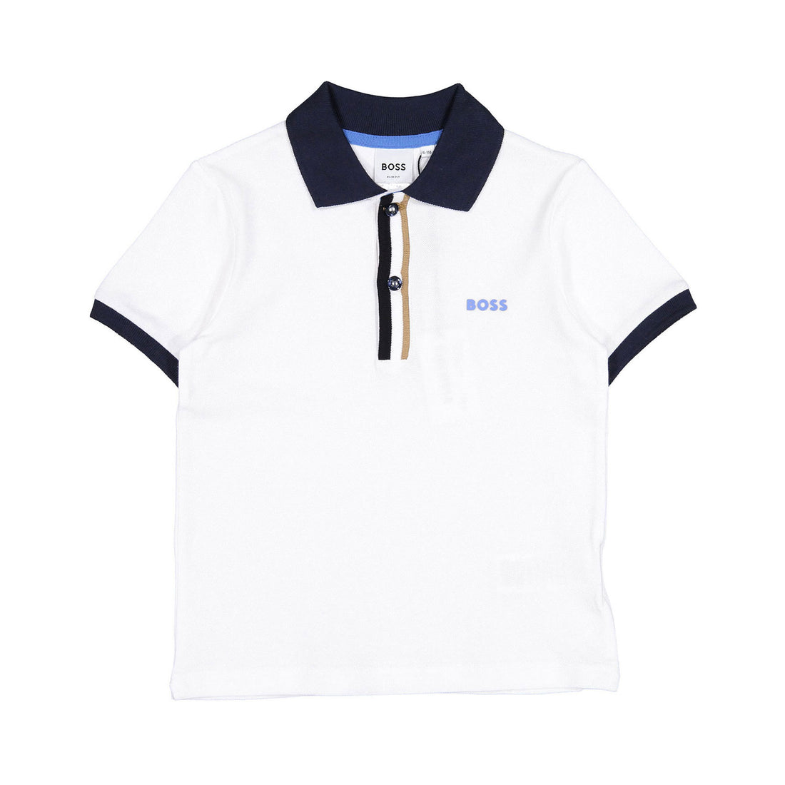 Hugo Boss White Striped Cuff Polo