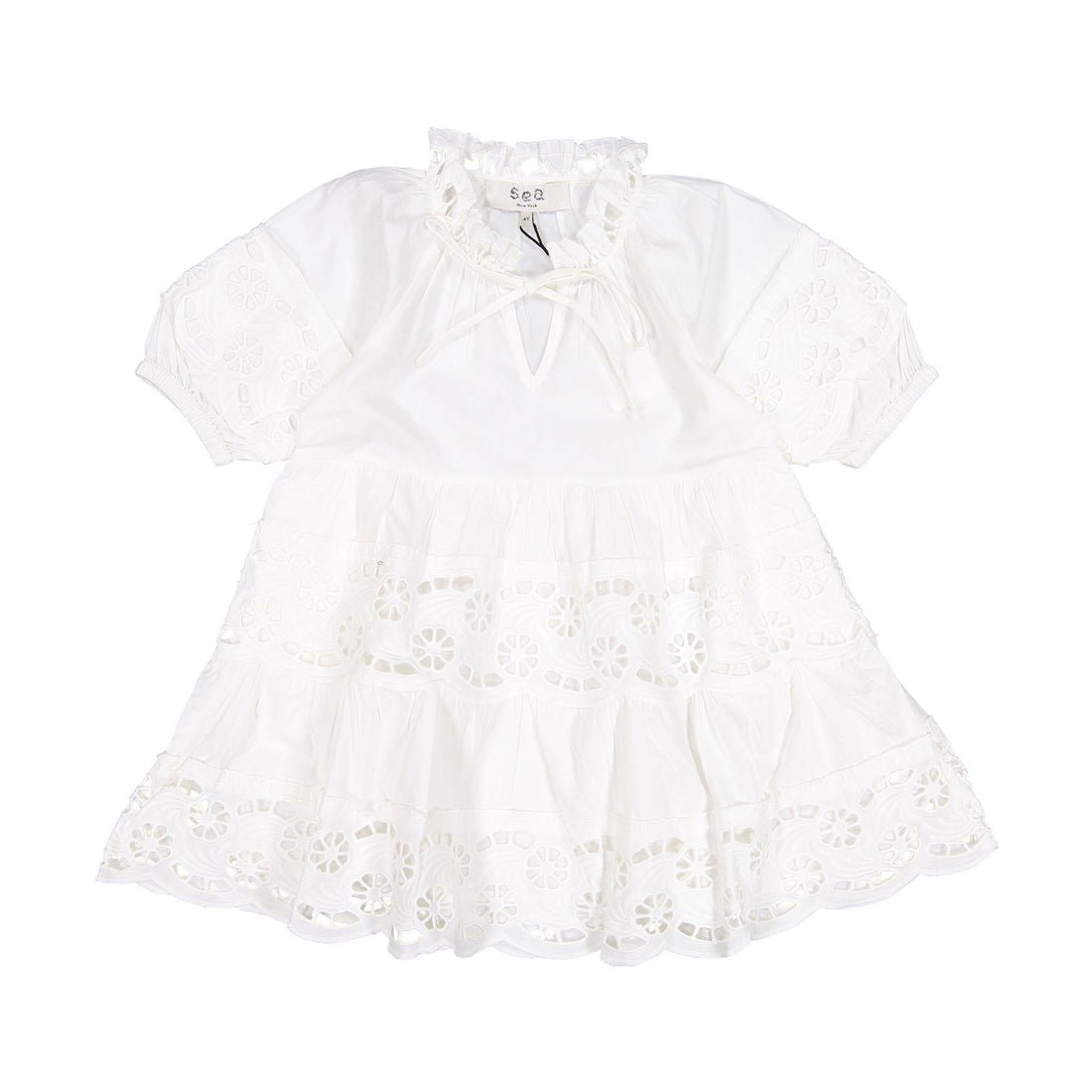 Sea Patrizia White Lace Tiered Dress