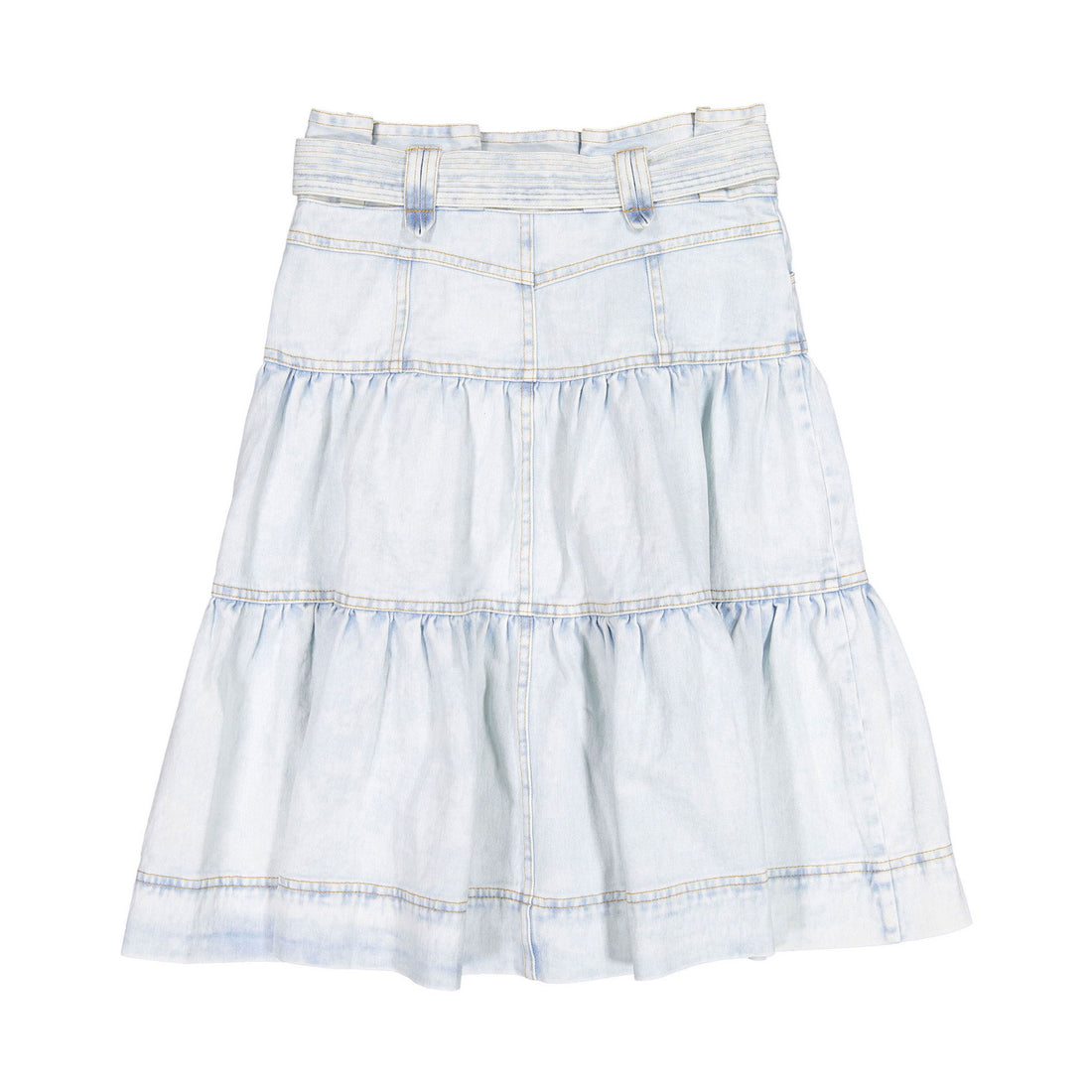 Steph Denim Tiered Belt Tie Skirt