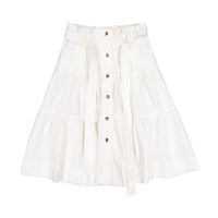 Steph White Denim Tiered Belt Tie Skirt