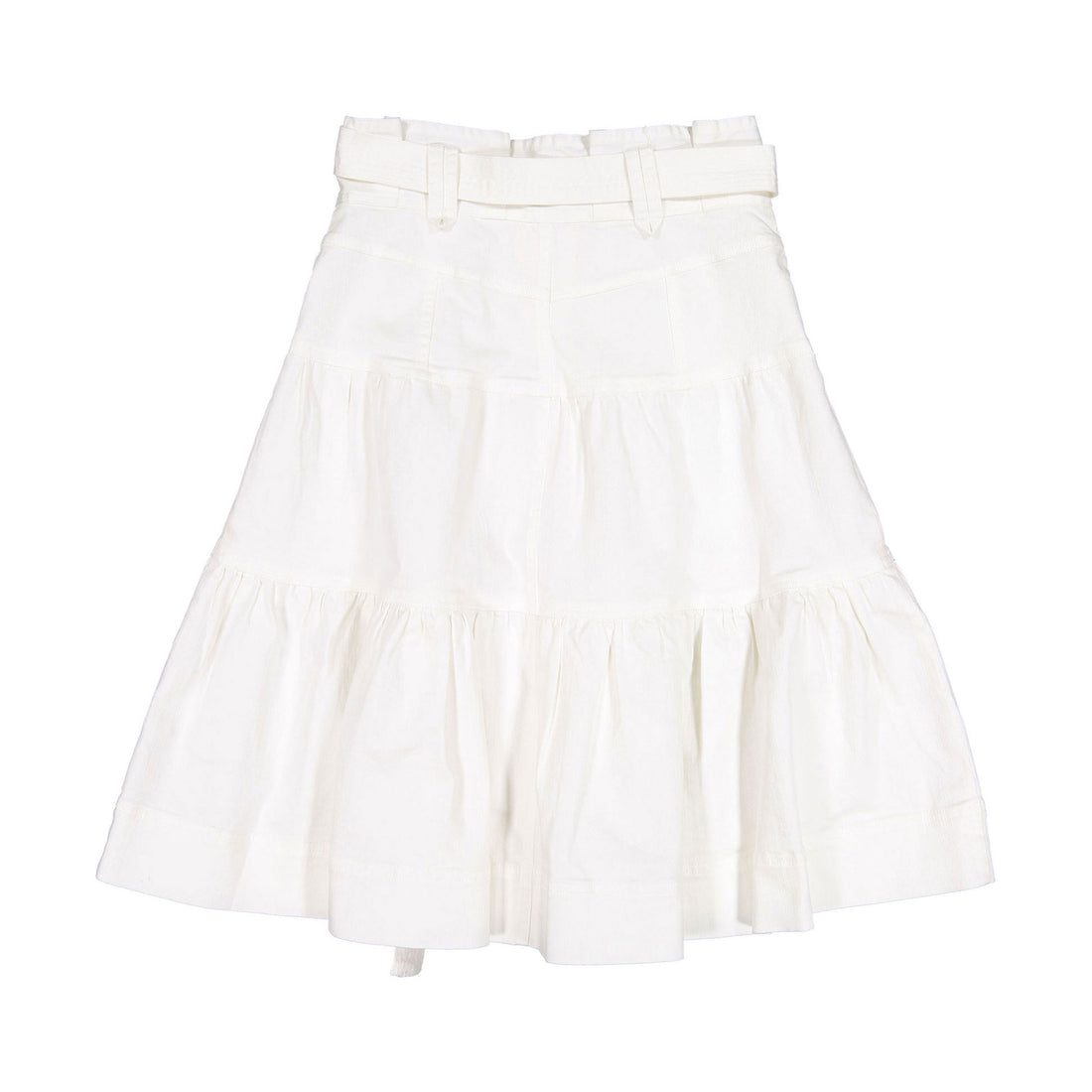Steph White Denim Tiered Belt Tie Skirt