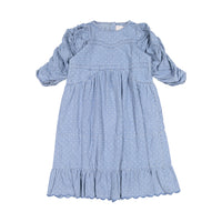 Steph Spotty Chambray Gathered Sleeve Dress