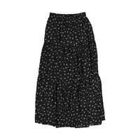 Ava and Lu Black Floral Tiered Maxi Skirt