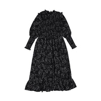 Ava and Lu Black Flower Sketch Smocked Dress
